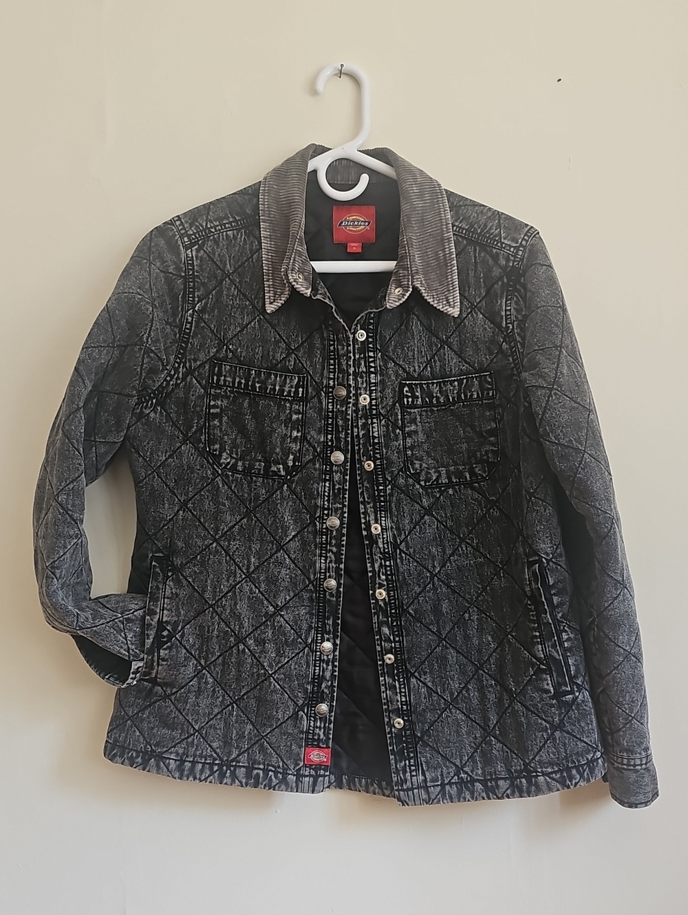 Dickies Womens Black Wash Quilt Stitch Chore Jacket Small